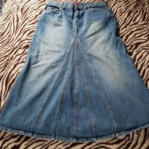 Izod Long Flare Jean Skirt
